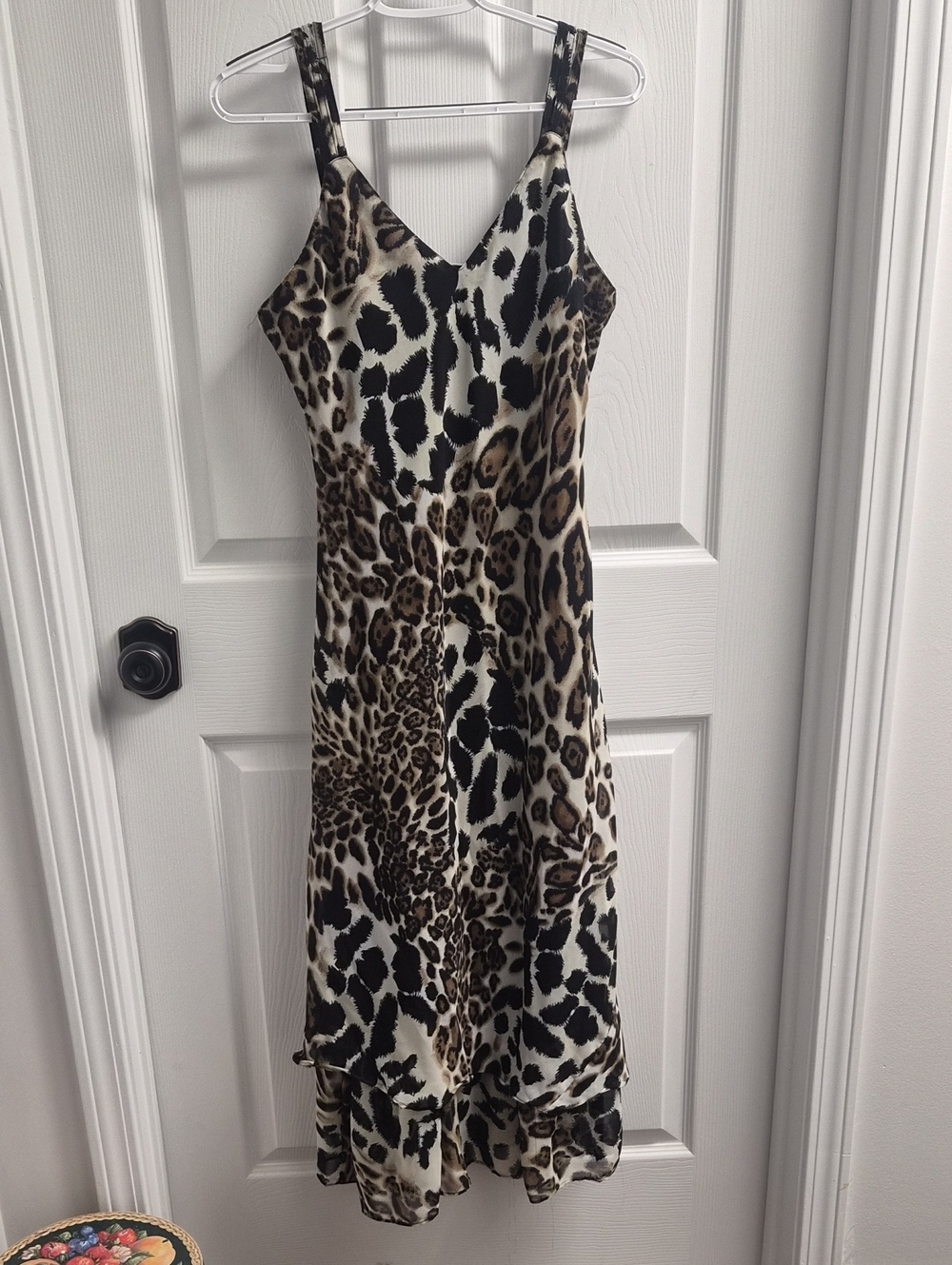 Diva Collection Leopard-Print Midi Slip Dress 90s Y2K Ruffle Hem Fairy